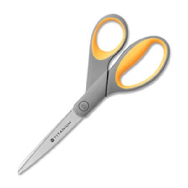 Officespace Straight Scissors- Titanium Bonded- 8in. Full- Gray-Yellow OF1626667